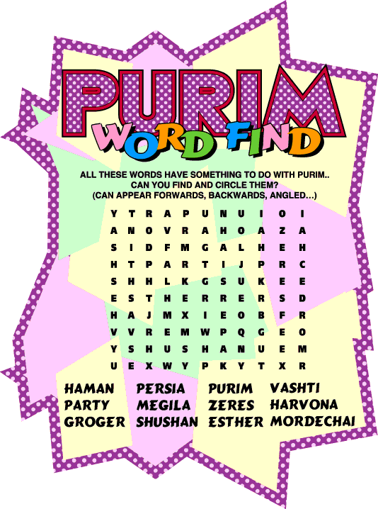 Purim Word Game